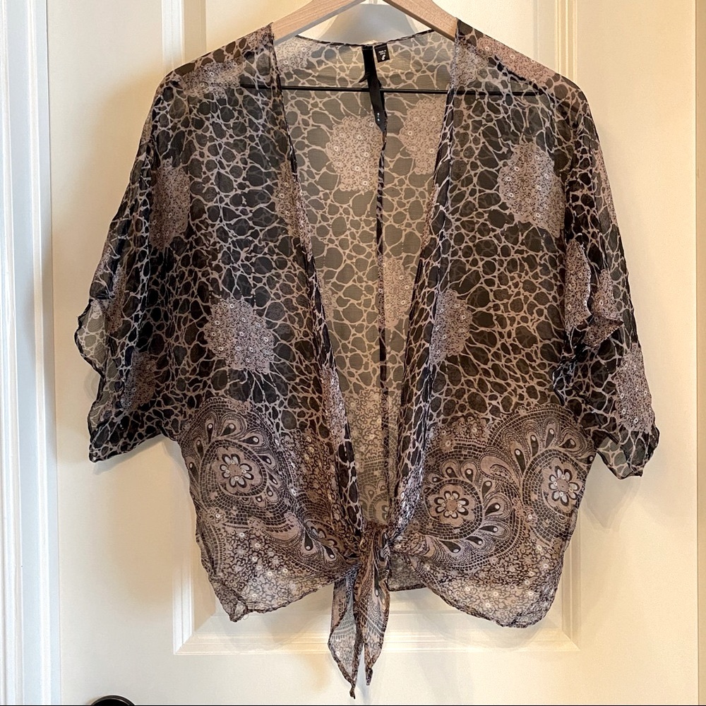 Bellatrix Sheer Patterned Silk Blouse or Wrap (S)